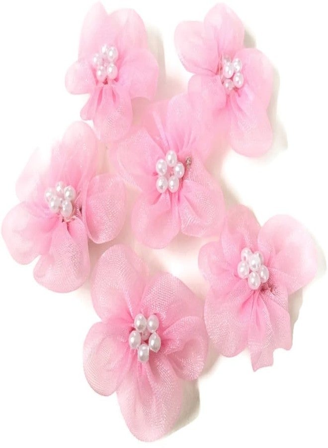 DaSync SYNC Pink Flowers Decoration Craft Patches for Clothes Artificial Blouse Hair Jewellery Imitation Dresses Dupatta Suits, Sarees Gowns 25 Pieces Flower - Image 2